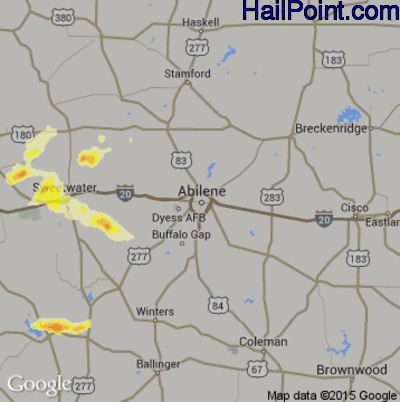 Hail Map for Abilene, TX Region on May 9, 2013