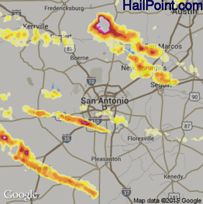 Hail Map for San Antonio, TX Region on May 10, 2013