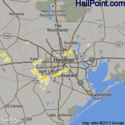 Hail Map for Houston, TX Region on May 10, 2013 