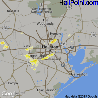 Hail Map for Houston, TX Region on May 10, 2013