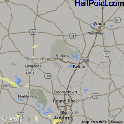 Hail Map for Killeen, TX Region on May 10, 2013