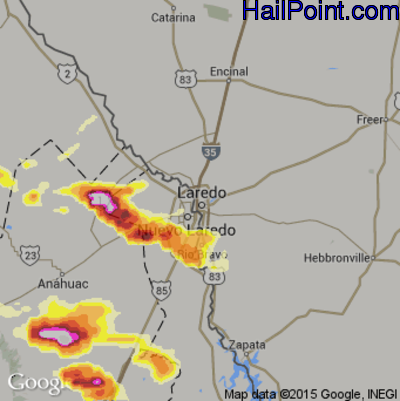Hail Map for Laredo, TX Region on May 11, 2013
