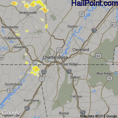 Hail Map for Chattanooga, TN Region on May 19, 2013