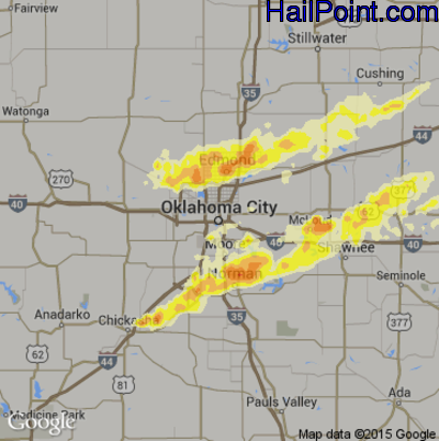 Hail Map for Oklahoma City, OK Region on May 19, 2013