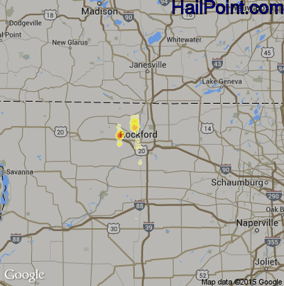 Hail Map for Rockford, IL Region on May 20, 2013