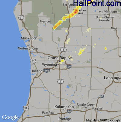 Hail Map for Grand Rapids, MI Region on May 20, 2013