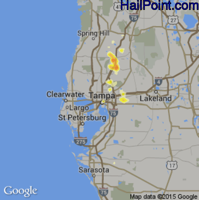 Hail Map for Tampa, FL Region on May 20, 2013 