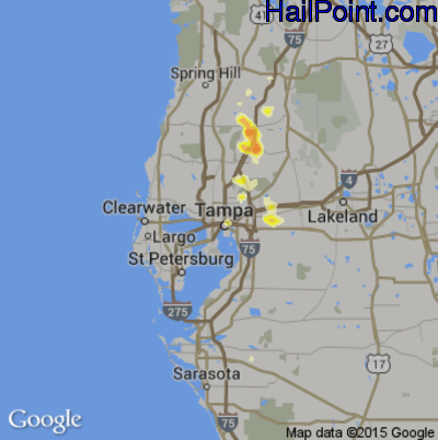 Hail Map for Tampa, FL Region on May 20, 2013
