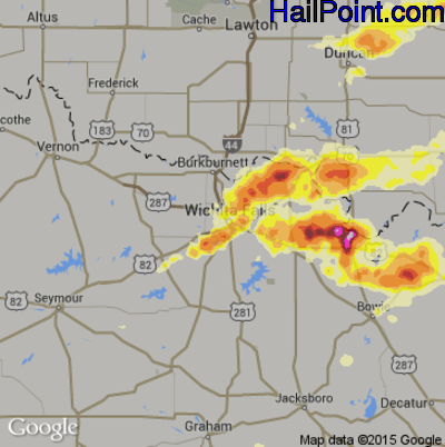 Hail Map for Wichita Falls, TX Region on May 20, 2013