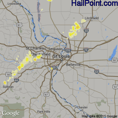 Hail Map for St. Louis, MO Region on May 21, 2013 