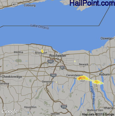Hail Map for Rochester, NY Region on May 21, 2013 