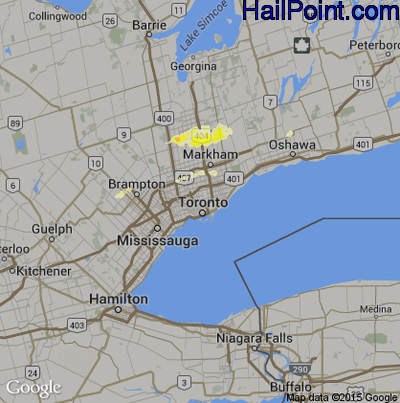Hail Map for Toronto, Can Region on May 21, 2013 