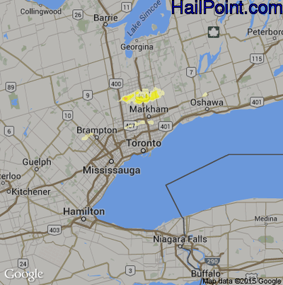 Hail Map for Toronto, Can Region on May 21, 2013