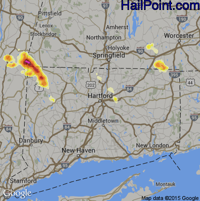 Hail Map for Hartford, CT Region on May 21, 2013 