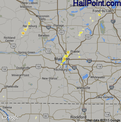 Hail Map for Madison, WI Region on May 30, 2013