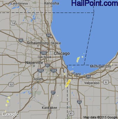 Hail Map for Chicago, IL Region on May 30, 2013