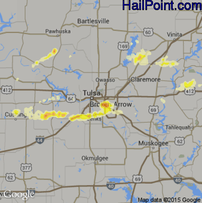 Hail Map for Tulsa, OK Region on May 30, 2013 