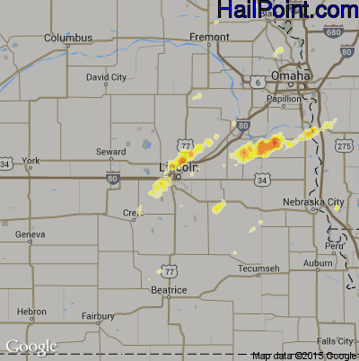 Hail Map for Lincoln, NE Region on May 30, 2013 