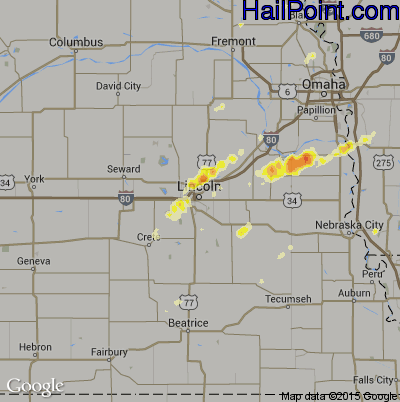 Hail Map for Lincoln, NE Region on May 30, 2013