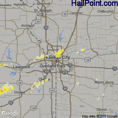 Hail Map for Kansas City, MO Region on May 31, 2013 