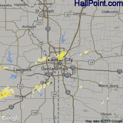 Hail Map for Kansas City, MO Region on May 31, 2013