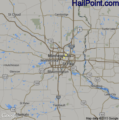 Hail Map for Minneapolis, MN Region on May 31, 2013