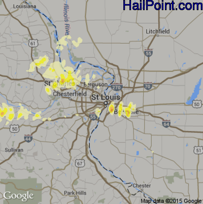 Hail Map for St. Louis, MO Region on June 1, 2013 