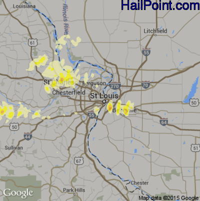 Hail Map for St. Louis, MO Region on June 1, 2013