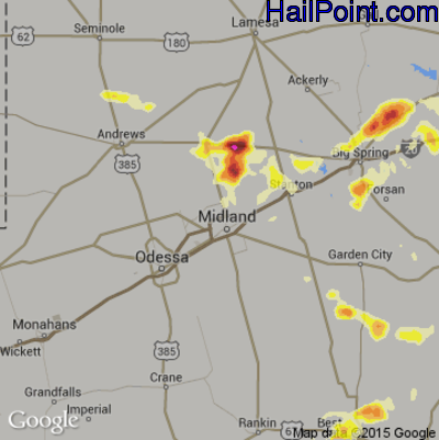 Hail Map for Midland, TX Region on June 5, 2013 