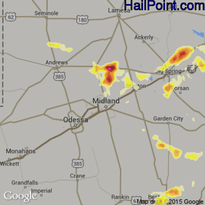 Hail Map for Midland, TX Region on June 5, 2013