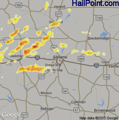 Hail Map for Abilene, TX Region on June 6, 2013 