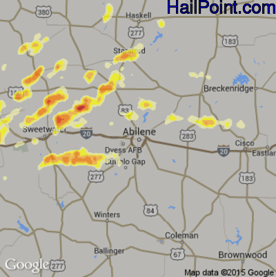 Hail Map for Abilene, TX Region on June 6, 2013