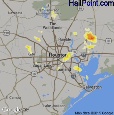 Hail Map for Houston, TX Region on June 6, 2013