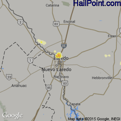 Hail Map for Laredo, TX Region on June 7, 2013 