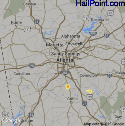 Hail Map for Atlanta, GA Region on June 12, 2013 