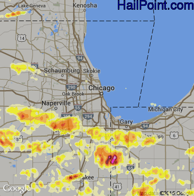 Hail Map for Chicago, IL Region on June 12, 2013