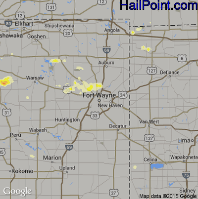 Hail Map for Fort Wayne, IN Region on June 12, 2013