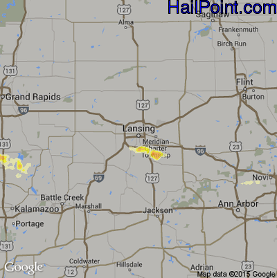 Hail Map for Lansing, MI Region on June 13, 2013