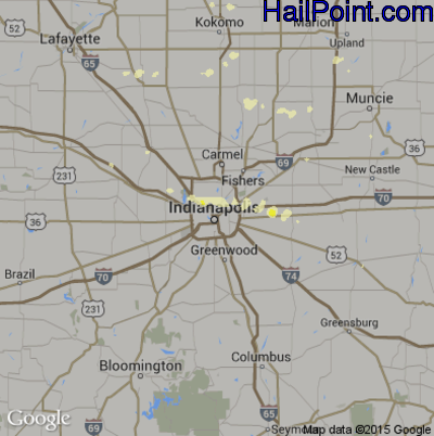 Hail Map for Indianapolis, IN Region on June 13, 2013 