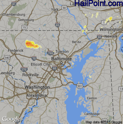 Hail Map for Baltimore, MD Region on June 13, 2013
