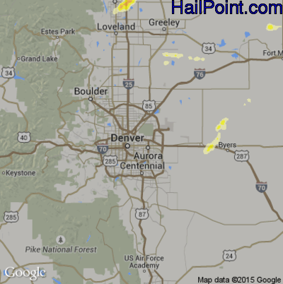 Hail Map for Denver, CO Region on June 16, 2013 