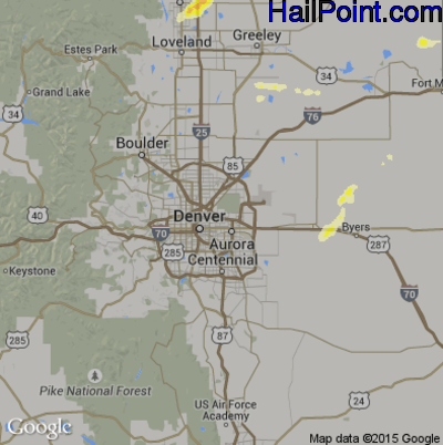 Hail Map for Denver, CO Region on June 16, 2013