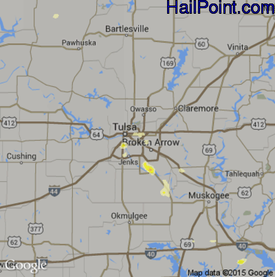 Hail Map for Tulsa, OK Region on June 16, 2013 