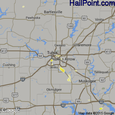 Hail Map for Tulsa, OK Region on June 16, 2013