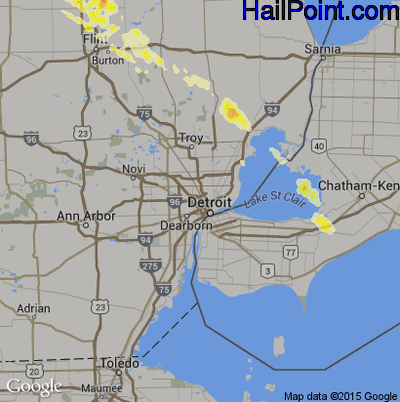 Hail Map for Detroit, MI Region on June 17, 2013