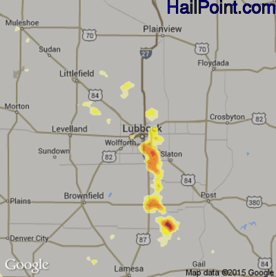 Hail Map for Lubbock, TX Region on June 17, 2013 