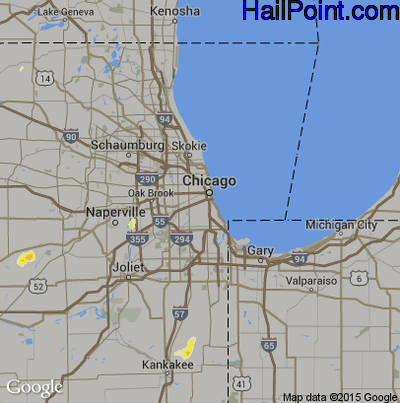 Hail Map for Chicago, IL Region on June 23, 2013
