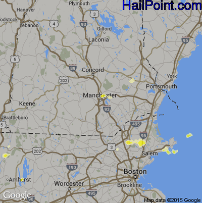 Hail Map for Manchester, NH Region on June 24, 2013