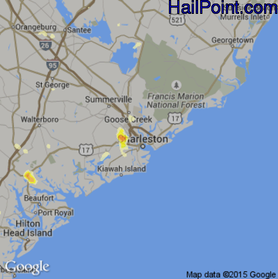 Hail Map for Charleston, SC Region on June 26, 2013 