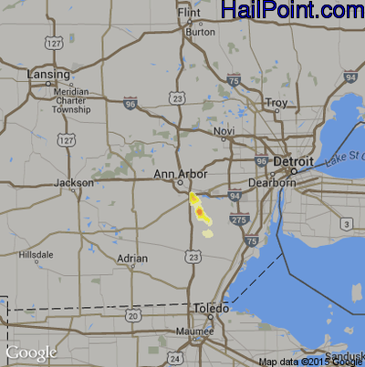 Hail Map for Ann Arbor, MI Region on June 27, 2013 